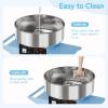 imageROVSUN 21 Inch Cotton Candy Machine Cart Electric Cotton Candy Maker Candy Floss Machine wCover Stainless Steel Bowl Sugar Scoop and Large Storage Drawer for Commercial Home Party Carnival PinkBluewithout Cover