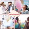 imageROVSUN 21 Inch Cotton Candy Machine Cart Electric Cotton Candy Maker Candy Floss Machine wCover Stainless Steel Bowl Sugar Scoop and Large Storage Drawer for Commercial Home Party Carnival PinkRedwith Cover