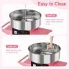 imageROVSUN 21 Inch Cotton Candy Machine Cart Electric Cotton Candy Maker Candy Floss Machine wCover Stainless Steel Bowl Sugar Scoop and Large Storage Drawer for Commercial Home Party Carnival PinkPinkwithout Cover