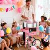 imageROVSUN 21 Inch Cotton Candy Machine Cart Electric Cotton Candy Maker Candy Floss Machine wCover Stainless Steel Bowl Sugar Scoop and Large Storage Drawer for Commercial Home Party Carnival PinkPinkwithout Cover