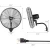 imageROVSUN 24 Wall Mounted Fan High Velocity Industrial Wall Fan Max 6170 CFM Wide Angle Oscillating Commercial Ventilation Use Suit for Garage Shop Greenhouse Gym30
