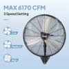 imageROVSUN 24 Wall Mounted Fan High Velocity Industrial Wall Fan Max 6170 CFM Wide Angle Oscillating Commercial Ventilation Use Suit for Garage Shop Greenhouse Gym24