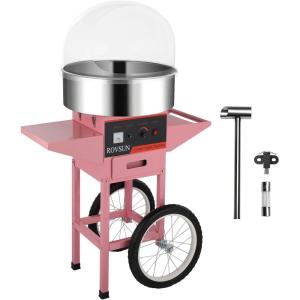 imageROVSUN 21 Inch Cotton Candy Machine Cart Electric Cotton Candy Maker Candy Floss Machine wCover Stainless Steel Bowl Sugar Scoop and Large Storage Drawer for Commercial Home Party Carnival PinkPinkwith Cover