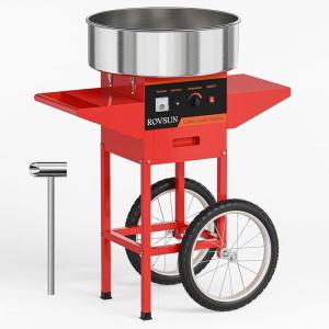 imageROVSUN 21 Inch Cotton Candy Machine Cart Electric Cotton Candy Maker Candy Floss Machine wCover Stainless Steel Bowl Sugar Scoop and Large Storage Drawer for Commercial Home Party Carnival PinkRedwithout Cover