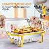 imageROVSUN 4 Pack Chafing Dishes for Buffet 7 Pan9QT Stainless Steel Chafing Dish Buffet Set Elegant Gold and Silver ColorsBuffet Servers and Warmers with Folding Frame for Party Wedding CateringGold  Silver