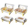 imageROVSUN 4 Pack Chafing Dishes for Buffet 7 Pan9QT Stainless Steel Chafing Dish Buffet Set Elegant Gold and Silver ColorsBuffet Servers and Warmers with Folding Frame for Party Wedding CateringGold  Silver