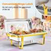 imageROVSUN 4 Pack Chafing Dishes for Buffet 7 Pan9QT Stainless Steel Chafing Dish Buffet Set Elegant Gold and Silver ColorsBuffet Servers and Warmers with Folding Frame for Party Wedding CateringGold  Silver