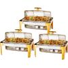 imageROVSUN 9QT Chafing Dishes for Buffet 3 Pack Roll Top Chafing Dish Buffet Set with Glass Window Elegant Gold and Silver Colors Chafers and Buffet Warmers Sets for Parties Weddings Catering EventsGold
