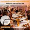 imageROVSUN 9QT Chafing Dishes for Buffet 3 Pack Roll Top Chafing Dish Buffet Set with Glass Window Elegant Gold and Silver Colors Chafers and Buffet Warmers Sets for Parties Weddings Catering EventsGold