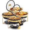 imageROVSUN 5QT Chafing Dishes for Buffet 4 Pack MaifaniteCoatedChafing Dish Buffet Set with Lid Holder for Party Wedding 4 WhiteBlack