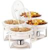 imageROVSUN 5QT Chafing Dishes for Buffet 4 Pack MaifaniteCoatedChafing Dish Buffet Set with Lid Holder for Party Wedding 4 WhiteWhite
