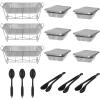 imageROVSUN Chafing Dish Buffet Set Disposable Buffet Servers and Warmers Food Warmer for Parties Buffets 24 Pieces Catering Set Includes FullSize Wire Chafer Stand Disposable Pans amp Utensils24 Piece