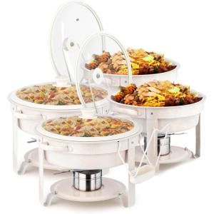 imageROVSUN 5QT Chafing Dishes for Buffet 4 Pack MaifaniteCoatedChafing Dish Buffet Set with Lid Holder for Party Wedding 4 WhiteWhite