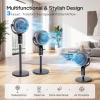 imageROVSUN 3in1 Standing Fan for Bedroom 43 Pedestal amp Tabletop Fan 9090Omnidirectional Oscillating Fan with Remote 8 Speeds 3 Modes 9H Timer and Adjustable Height White 110V 40WGrey2pack
