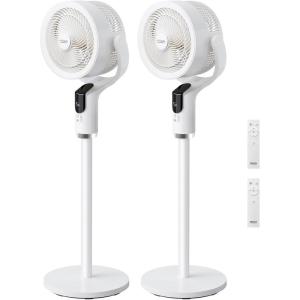 imageROVSUN 3in1 Standing Fan for Bedroom 43 Pedestal amp Tabletop Fan 9090Omnidirectional Oscillating Fan with Remote 8 Speeds 3 Modes 9H Timer and Adjustable Height White 110V 40WWhite2pack