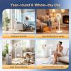 imageROVSUN 3in1 Standing Fan for Bedroom 40 Pedestal amp Tabletop Fan 12090Omnidirectional Oscillating Fan with Remote Mood Lighting 3 Speeds 12H Timer and Adjustable Height Black 110V 40WWhite