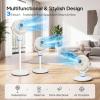 imageROVSUN 3in1 Standing Fan for Bedroom 40 Pedestal amp Tabletop Fan 12090Omnidirectional Oscillating Fan with Remote Mood Lighting 3 Speeds 12H Timer and Adjustable Height Black 110V 40WWhite