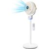 imageROVSUN 3in1 Standing Fan for Bedroom 40 Pedestal amp Tabletop Fan 12090Omnidirectional Oscillating Fan with Remote Mood Lighting 3 Speeds 12H Timer and Adjustable Height Black 110V 40WWhite