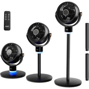 imageROVSUN 43inch Standing Fan for Bedroom 9090Omnidirectional Oscillating Fan 3in1 Pedestal amp Tabletop Fan with 3 Modes 8 Speed 9H Timer Remote and Adjustable Height Air Circulator Dark GreyBlack40inch