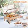 imageROVSUN 9QT Chafing Dishes for Buffet3 Pack Roll Top Chafing Dish Buffet SetRectangular Chafers and Buffet Warmers Sets with Glass Lid amp Serving Tong for Parties Weddings Catering Events Rose GoldRose Gold