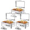 imageROVSUN 9QT Chafing Dishes for Buffet3 Pack Roll Top Chafing Dish Buffet SetRectangular Chafers and Buffet Warmers Sets with Glass Lid amp Serving Tong for Parties Weddings Catering Events Rose GoldSilver