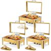 imageROVSUN 9QT Chafing Dishes for Buffet3 Pack Roll Top Chafing Dish Buffet SetRectangular Chafers and Buffet Warmers Sets with Glass Lid amp Serving Tong for Parties Weddings Catering Events Rose GoldGold