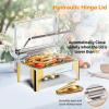 imageROVSUN 9QT Chafing Dishes for Buffet3 Pack Roll Top Chafing Dish Buffet SetRectangular Chafers and Buffet Warmers Sets with Glass Lid amp Serving Tong for Parties Weddings Catering Events Rose GoldGold  Silver