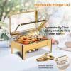 imageROVSUN 9QT Chafing Dishes for Buffet3 Pack Roll Top Chafing Dish Buffet SetRectangular Chafers and Buffet Warmers Sets with Glass Lid amp Serving Tong for Parties Weddings Catering Events Rose GoldGold
