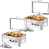 imageROVSUN 9QT Chafing Dishes for Buffet3 Pack Roll Top Chafing Dish Buffet SetRectangular Chafers and Buffet Warmers Sets with Glass Lid amp Serving Tong for Parties Weddings Catering Events Rose GoldSilver
