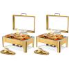 imageROVSUN 9QT Chafing Dishes for Buffet3 Pack Roll Top Chafing Dish Buffet SetRectangular Chafers and Buffet Warmers Sets with Glass Lid amp Serving Tong for Parties Weddings Catering Events Rose GoldGold