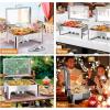 imageROVSUN 9QT Chafing Dishes for Buffet3 Pack Roll Top Chafing Dish Buffet SetRectangular Chafers and Buffet Warmers Sets with Glass Lid amp Serving Tong for Parties Weddings Catering Events Rose GoldSilver