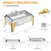 imageROVSUN 9QT Chafing Dishes for Buffet3 Pack Roll Top Chafing Dish Buffet SetRectangular Chafers and Buffet Warmers Sets with Glass Lid amp Serving Tong for Parties Weddings Catering Events Rose GoldGold  Silver