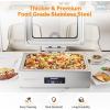 imageROVSUN 9QT Electric Chafing Dishes for Buffet with Temperature Control Display Chafing Dish Buffet Set Stainless Steel Chafers with Glass Window Full amp Half Size Pan for Party CateringGlass Lid3Pack