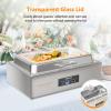 imageROVSUN 9QT Electric Chafing Dishes for Buffet with Temperature Control Display Chafing Dish Buffet Set Stainless Steel Chafers with Glass Window Full amp Half Size Pan for Party CateringGlass Lid3Pack