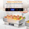 imageROVSUN 9QT Electric Chafing Dishes for Buffet with Temperature Control Display Chafing Dish Buffet Set Stainless Steel Chafers with Glass Window Full amp Half Size Pan for Party CateringPC Lid 3Pack