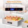 imageROVSUN 9QT Electric Chafing Dishes for Buffet with Temperature Control Display Chafing Dish Buffet Set Stainless Steel Chafers with Glass Window Full amp Half Size Pan for Party CateringGlass Lid2Pack