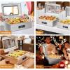 imageROVSUN 9QT Electric Chafing Dishes for Buffet with Temperature Control Display Chafing Dish Buffet Set Stainless Steel Chafers with Glass Window Full amp Half Size Pan for Party CateringGlass Lid1Pack