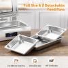 imageROVSUN 9QT Electric Chafing Dishes for Buffet with Temperature Control Display Chafing Dish Buffet Set Stainless Steel Chafers with Glass Window Full amp Half Size Pan for Party CateringGlass Lid1Pack