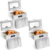 imageROVSUN 9QT Electric Chafing Dishes for Buffet with Temperature Control Display Chafing Dish Buffet Set Stainless Steel Chafers with Glass Window Full amp Half Size Pan for Party CateringGlass Lid3Pack
