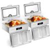 imageROVSUN 9QT Electric Chafing Dishes for Buffet with Temperature Control Display Chafing Dish Buffet Set Stainless Steel Chafers with Glass Window Full amp Half Size Pan for Party CateringGlass Lid2Pack