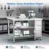 imageROVSUN 48 X 24 Stainless Steel Table with 3 Drawers Backsplash amp Undershelf for Home Kitchen Restaurant Hotel Garage Warehouse 48 X 2439 X 243 Drawers