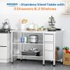 imageROVSUN 48 X 24 Stainless Steel Table with 3 Drawers Backsplash amp Undershelf for Home Kitchen Restaurant Hotel Garage Warehouse 48 X 2439 X 243 Drawers