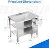 imageROVSUN 48 X 24 Stainless Steel Table with 3 Drawers Backsplash amp Undershelf for Home Kitchen Restaurant Hotel Garage Warehouse 48 X 2439 X 243 Drawers