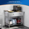 imageROVSUN 48 X 24 Stainless Steel Table with 3 Drawers Backsplash amp Undershelf for Home Kitchen Restaurant Hotel Garage Warehouse 48 X 2442 X 262 Drawers