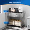 imageROVSUN 48 X 24 Stainless Steel Table with 3 Drawers Backsplash amp Undershelf for Home Kitchen Restaurant Hotel Garage Warehouse 48 X 2442 X 262 Drawers