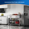 imageROVSUN 48 X 24 Stainless Steel Table with 3 Drawers Backsplash amp Undershelf for Home Kitchen Restaurant Hotel Garage Warehouse 48 X 2442 X 262 Drawers