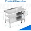 imageROVSUN 48 X 24 Stainless Steel Table with 3 Drawers Backsplash amp Undershelf for Home Kitchen Restaurant Hotel Garage Warehouse 48 X 2448 X 243 Drawers