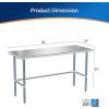 imageROVSUN Open Base Stainless Steel Table with Overshelves 60 X 24 NSF Commercial Heavy Duty Pre Table with Adjustable Undershelf amp Detachable Hooks for Kitchen Restaurant60 x 24
