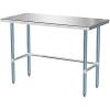 imageROVSUN Open Base Stainless Steel Table with Overshelves 60 X 24 NSF Commercial Heavy Duty Pre Table with Adjustable Undershelf amp Detachable Hooks for Kitchen Restaurant48 x 24