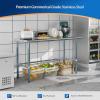imageROVSUN Open Base Stainless Steel Table with Overshelves 60 X 24 NSF Commercial Heavy Duty Pre Table with Adjustable Undershelf amp Detachable Hooks for Kitchen Restaurant60 x 24